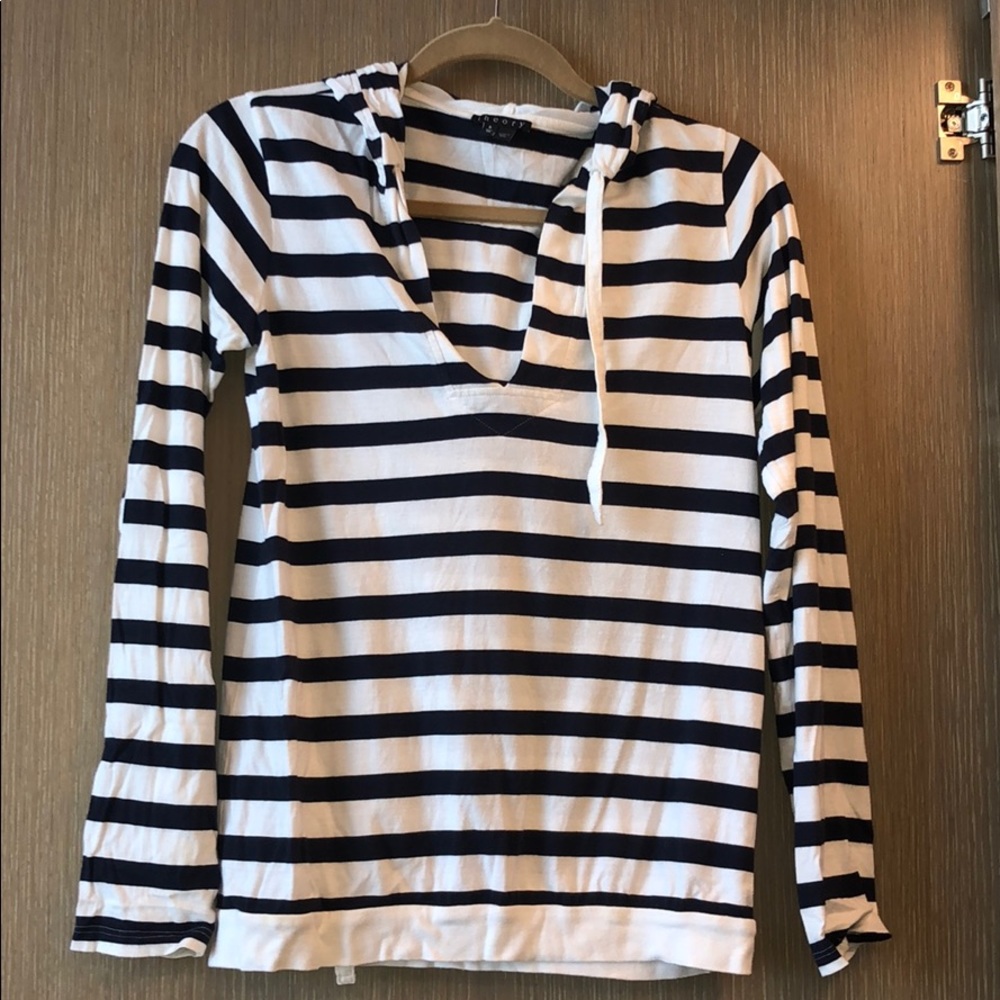 Theory striped long sleeve blue short with hood